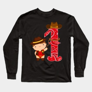 Kids 1st Birthday One Year Old Baby Cowboy Party Western Rodeo Long Sleeve T-Shirt